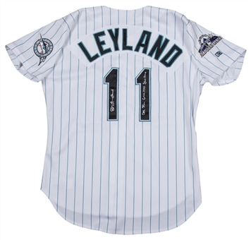 1998 Jim Leyland Game Used, Signed & Inscribed Florida Marlins All-Star Game Home Jersey (Beckett)